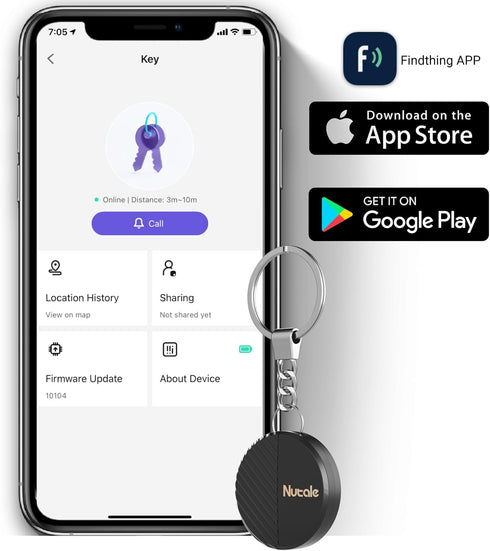 Bluetooth Key Finder Smart Tag Tracker Item Locator with Key Chain, Separate Battery Compartment, for Keys, Luggage, Backpacks (Nutale Findthing)...