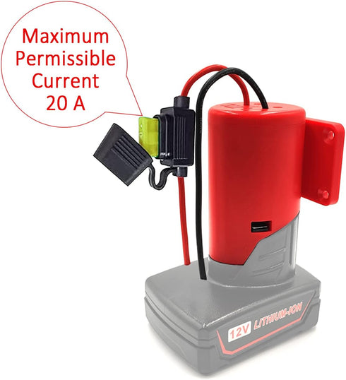 M12 Battery Adapter with Fuse,Battery Adapter for Milwaukee 12V,Power Wheel Adapter for Milwaukee M12 Dock Power Connector 12 Gauge Robotic,Not In...