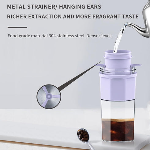 Portable Coffee Grinder and Blender Smoothies with 12Oz BPA Free Personal Travel Cup, Durable Stainless Steel Mix Blender with Metal Coffee Filter...