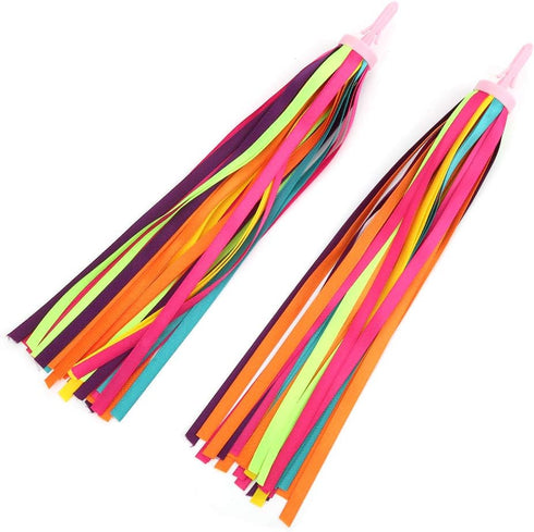 Pssopp 1 Pair Kid's Rainbow Bike Streamers Childrens Bike Streamers Grips Tassels Kids Bike Accessories(Multi Color)...