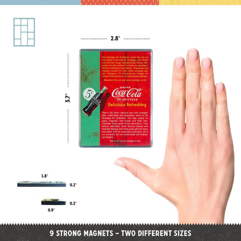 Nostalgic Art Coca-Cola Yellow Set of 9 Mini Fridge Magnets...