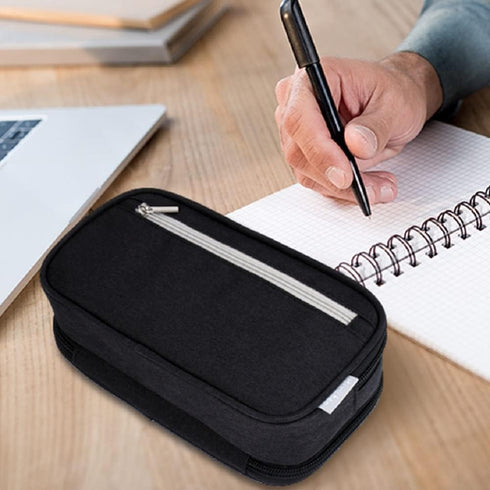 Big Pencil Case Large Capacity Pencil Bag Pouch High Storage Pen Holder Marker Makeup Bag for Office Desk Supplies Stationery Organizer Adults (Bl...