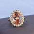 Hsitgexf Huge Oval Shaped CZ Cubic Zircon Wedding Party Statement Champagne Ring Engagement Inspired Cocktails Morganite Yellow Gold Plated Ring f...