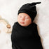 Newborn Swaddle Blanket with Hat Set Baby Swaddle Set Hospital Receiving Blankets for Girls Boys(Black)...