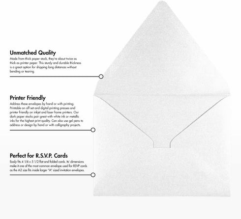 LUXPaper A2 Contour Flap Invitation Envelopes | 4 3/8" x 5 3/4" | Crystal Metallic | 80lb. Text | 50 Qty...