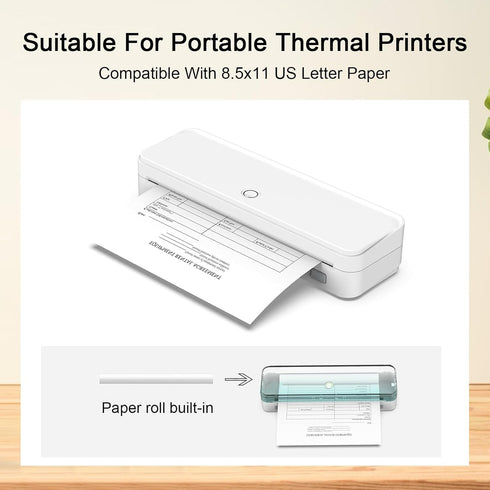 2 Rolls Thermal Paper, Thermal Printer Paper, 8.5" x 11" US Letter Paper Size, Printer Paper Roll for M08f M832 Printer, Thermal Paper Rolls Compa...