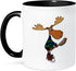 3dRose "Funny Moose With Lacrosse Stick Art" Two Tone Black Mug, 11 oz, Black...