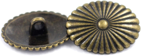 Bezelry 12 Pieces Oval Cactus Flower Metal Shank Buttons. 24mm X 19mm (Antique Brass)...