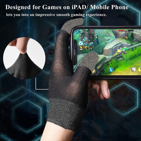 Gaming Gloves for Sweaty Hands, Ultra-Thin Breathable Touchscreen Game Gloves with Thumb Finger Sleeves for iPad Tablet/Mobile Phone...