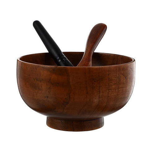 Wood Face Mask Mixing Bowl Set For Ladies Facial Skincare Clay Mixing DIY Vintage Facemask Bowl Kit with Mask Spoon Spatula Brush...