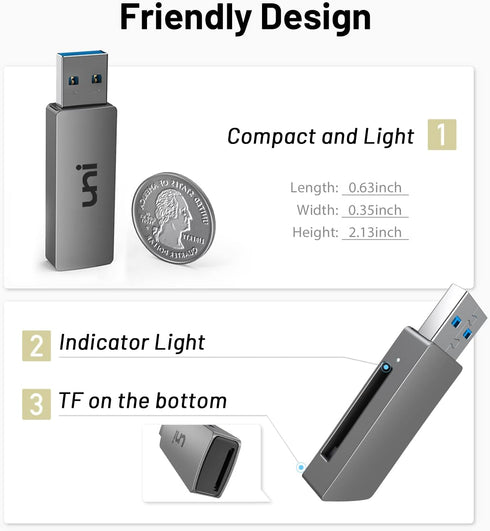 uni SD Card Reader, USB 3.0 SD Card Adapter High-Speed Micro SD Memory Card Reader Support SD/Micro SD/TF/SDHC/SDXC/MMC/UHS-I Card Compatible with...