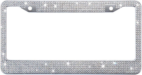 White Rhinestone Bling License Plate Frame for Women, Metal Rust-Proof Car Plate Frame Cute Bling Car Accessories for Women Girls (1)...