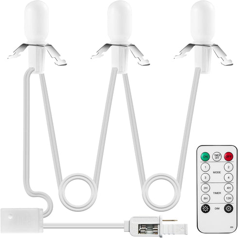 Remote Control Lighting System, 6.5Ft Accessory Cord with 3LED C7 Warm White Bulbs, Built-in 4 Lighting Modes and Timer, Perfect for Halloween Chr...