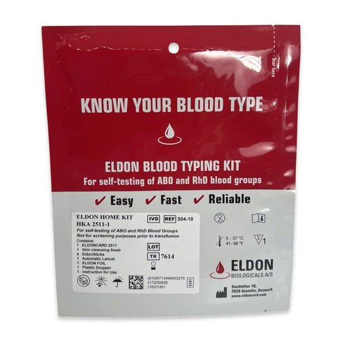 Eldoncard INC Rapid Blood Type Test (2 COMPLETE KITS) - Air Sealed Envelope, Safety Lancet, Micropipette, Cleansing Swab...