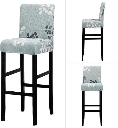 Lellen 4 Pack Stretch Chair Slipcover - Grey Floral Pattern, Waterproof, Ultra Thin, Perfect for Short Swivel Dining Chairs & Counter Height Side ...