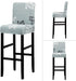 Lellen 4 Pack Stretch Chair Slipcover - Grey Floral Pattern, Waterproof, Ultra Thin, Perfect for Short Swivel Dining Chairs & Counter Height Side ...