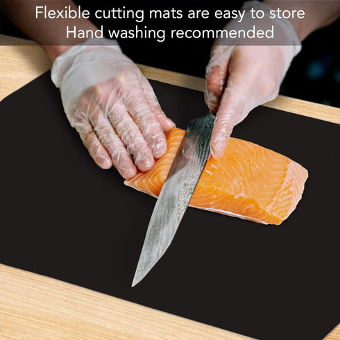 Cut N' Funnel Black Flexible Plastic Cutting Board Mat 2 Pack, 15" x 11.5", Made in the USA, Easily Funnels Foods, Knife Friendly, Easily Wipes Cl...