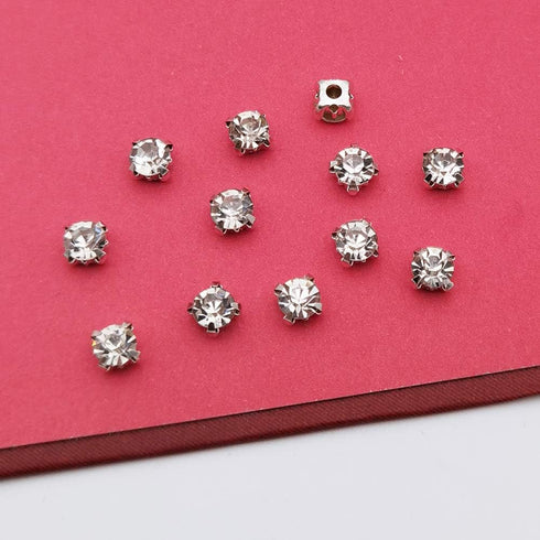 INSPIRELLE 5mm Clear White 864pcs Crystal Glass Sew on Silver Claw Rhinestones for Crafts Clothes Wedding Dress (6 gros)...