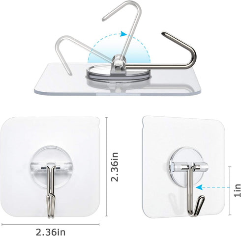 Adhesive Hooks Removable Wall Hooks 13 LB Ceiling Hook Transparent Seamless Waterproof and Oil Proof for Cabinet Kitchen Bathroom Ceiling Office W...