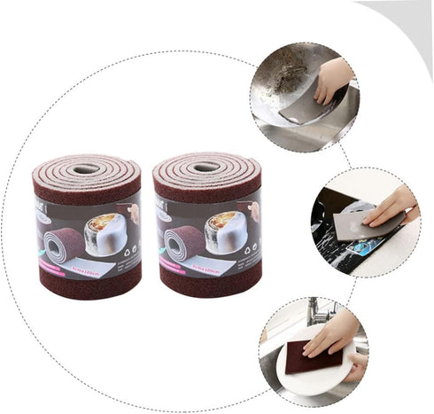 2 Rolls Emery scrub sponge kitchen cleaning brush kitchen sponges non abrasive scrub pad dish brush scrubber sponges replaceable dish sponges Mult...