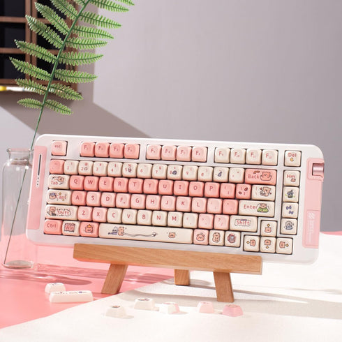 Pink Keycaps PBT MOA Profile Cute Pig Custom Keyboard Keycaps DYE-SUB 131 Keys Set for Cherry MX Switches Alice Mechanical Keyboard...