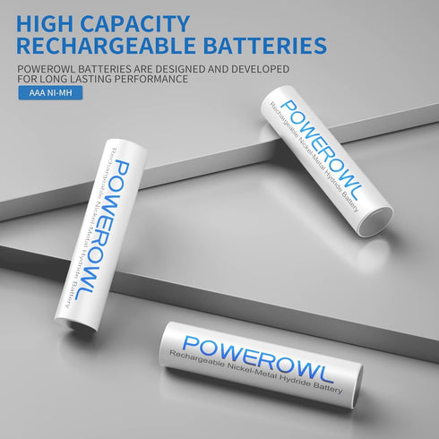 POWEROWL AAA Rechargeable Batteries, Rechargeable AAA Batteries 1000mAh High Capacity 1.2V NiMH Low Self Discharge Rechargeable AAA Battery, 8 Pac...