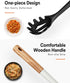 Silicone Pasta Fork, Kitchen Heat Resistant Noodle Spoon Server, BPA Free Spaghetti Strainer,12.8 inch (Black & White)...