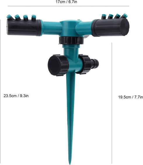 Lawn Sprinkler, Auto Water Sprinkler for Lawn, Zinc Alloy Garden Sprinklers 360 Degree Automatic Rotating, Adjustable Garden Watering System for Y...