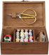 Vintage Sewing Kit Basket, Wooden Sewing Box,Pattern Style Home Sewing Repair Tool Storage Box Case for Adults...