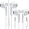 3.5mm White Headset with Microphone, Volume Control, and Call Answer End Button for AUX, PCs, Tablets, and Cell Phones in The Office, Classroom or...