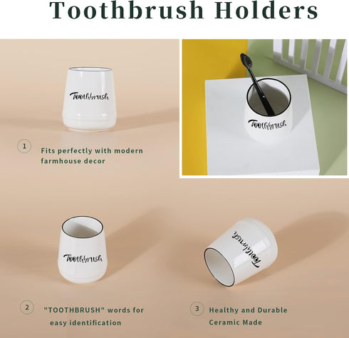 LEETOYI Porcelain Toothbrush Holder for Bathroom Vanity and Countertop, Brushing Holder Easy to Clean (White)...