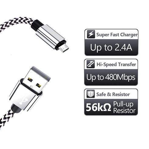 Micro USB Android Cable, KSun.Y (2 Pack 3FT) Fast Charging Cord Micro USB 2.0 Connector Braid Compatible with Samsung Galaxy, Motorola More (2 Pac...