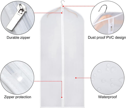 Zilink Clear Garment Bag Dress Bags for Storage 54-inch Coat Bags with Full Length Zipper for Clothes Closet Storage, Set of 6...