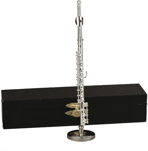Dselvgvu Copper Miniature Flute with Stand and Case Mini Musical Instrument Miniature Replica Dollhouse Model Mini Flute Home Ornament (5.39inch S...
