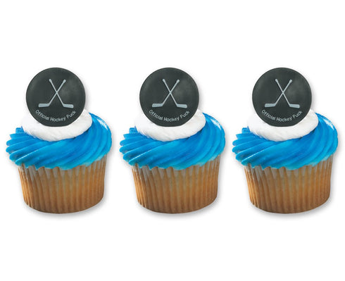 Hockey Puck Ring Cake Cupcake Topper (24-Pack)...