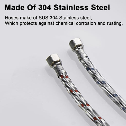 16-Inch Long Faucet Connector Braided Stainless Steel Supply Hose 3/8-Inch Female Compression Thread x M10 Male Connector, x 2 Pcs (1 Pair)...