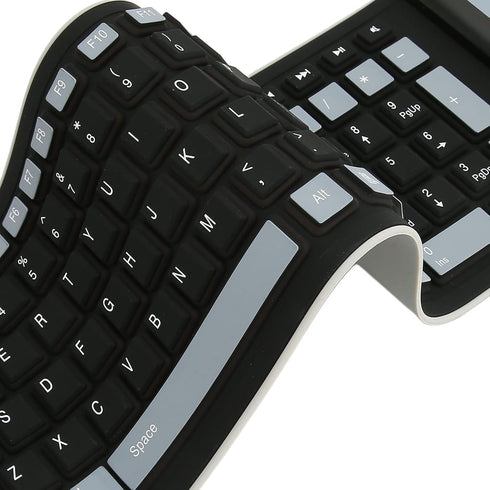 Silicone Keyboard, Foldable Silicone Keyboard Soft Waterproof Rollup Keyboard for PC Laptop Notebook, 103 Keys, Mute Typing, Lightweight (Black)...