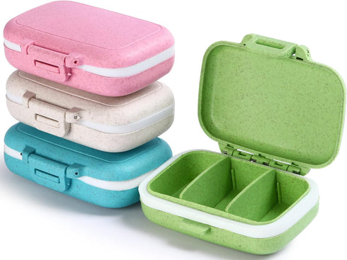 4 PC Pill Case 3 Removable Compartments Pill Box BPA-free,day pill organizer/3 times a day/AM-PM Travel Pill Organizer for Pocket or Purse storage...