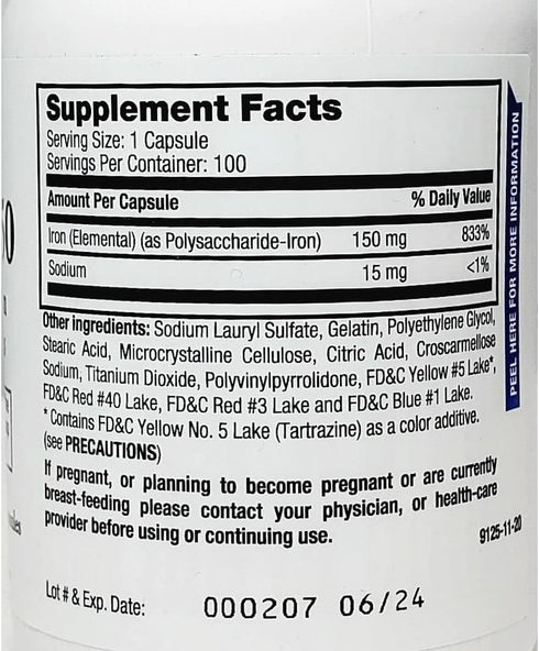 Breckenridge Ferrex 150 Polysaccharide Iron Complex Caps 100ct *Non Blister* by "Breckenridge Pharmaceutical, Inc."...