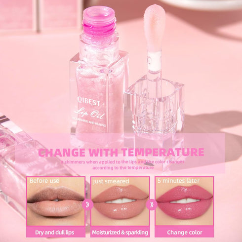Color Changing Lip Oil, Conversionh Magic Color Changing Lip Oil, Lip Oil Color Changing Lip Glow Oil, Plumping Lip Gloss, Hydrating Lip Oil Tinte...
