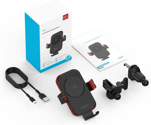 SOOPII Wireless Car Charger Mount, 15W Qi Fast Charging, Auto-Clamping,2 Styles Air Vent Phone Holder Included, Compatible with iPhone15/14/13/Pro...