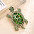 Cute Turtle Brooch Pin Crystal Rhinestones Green Marine Animals Lovely Lapel Pin Dress Accessories Boutonniere Corsage for Hat Bag Gold Tone Great...
