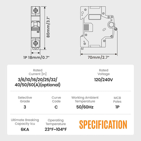 2Pack Miniature Circuit Breaker 40 Amps Breaker 120/240VAC1-Pole Circuit Breaker DIN Rail Mount, Thermal Magnetic AC Disconnect Switch for House, ...