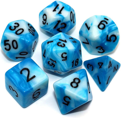 DND Polyhedral Dice Set Blue & White Dice for Dungeon and Dragons D&D RPG COC Role Playing Games Tabletop 7-Die Set with Dice Bag...