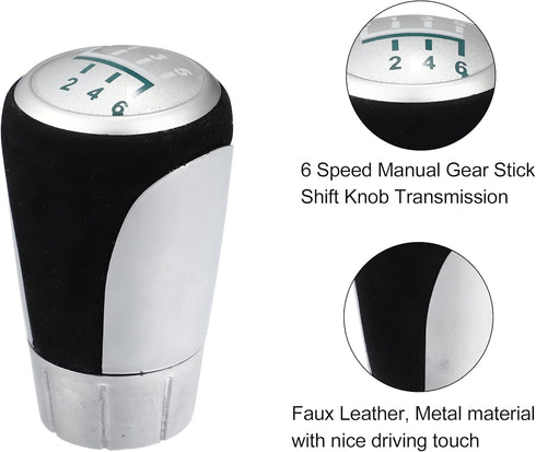X AUTOHAUX 6 Speed Manual Gear Stick Shift Knob Transmission 25110429269 for BMW 1 Series E81 3 Doors 02/2006-12/2011 ABS Faux Leather Silver Tone...