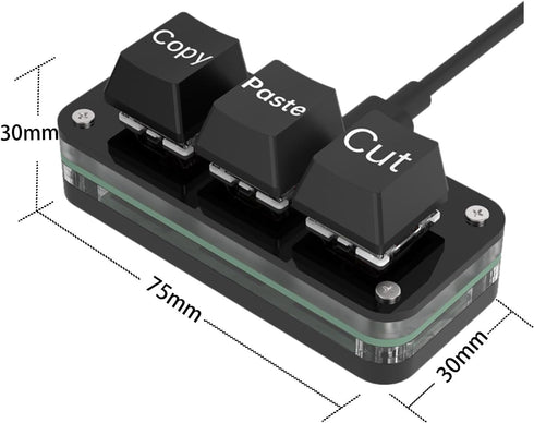 Copy Keyboard, One handed Macro Keypad, Cut Copy Paste Keyboard, 3 key Shortcut Keyboard for PC, MAC, LAPTOP, Programmable Mechanical Keyboard for...