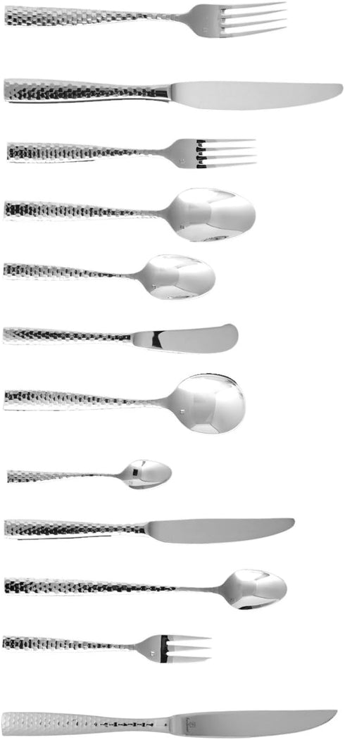 Fortessa Lucca Faceted 18/10 Stainless Steel Flatware Serving Spoon, 9-Inch...