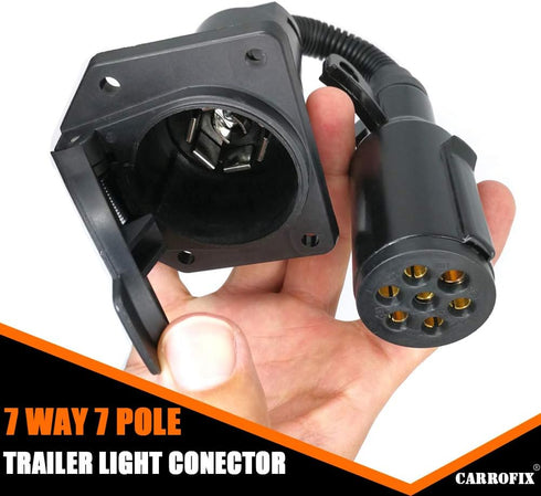 7 Pin Round to 7 Way RV Blade Trailer Adapter Wiring Connector...