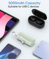 Mini Portable Charger 5000mAh, USB C Power Bank Charging Battery Pack, External Backup Phone Charger for iPhone 15, Android Phones, Galaxy S23, S2...