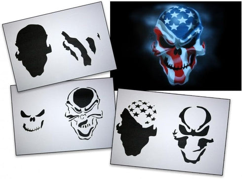 UMR-Design AS-062 ami skull Airbrush Stencil Template Step by Step Size M...